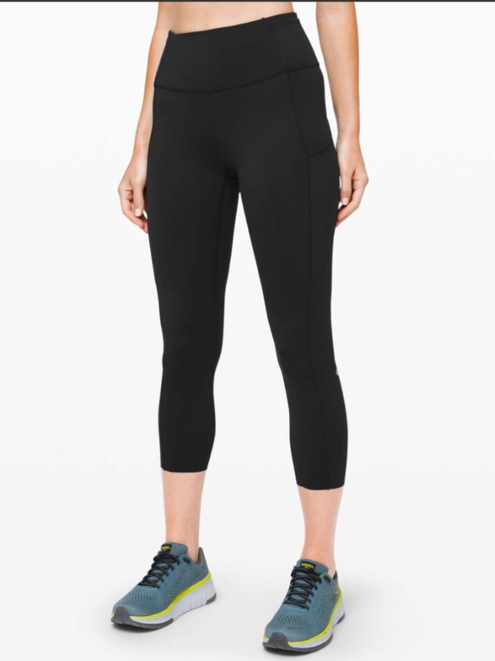 Lululemon Fast and Free High-Rise Crop 23" Black with Pockets Size 6